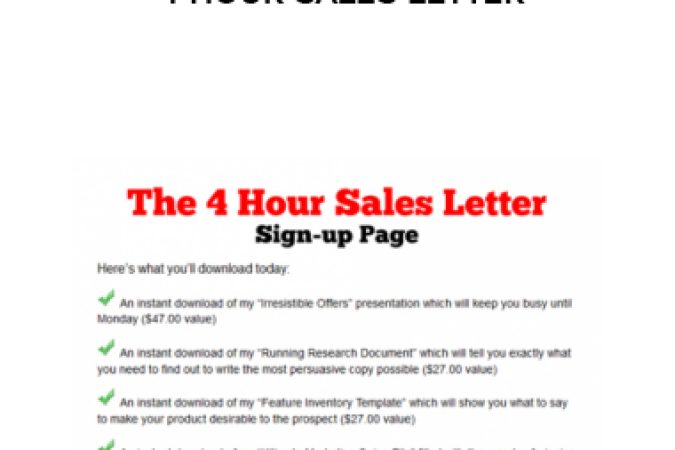 Justin Quick Marketing – 4 Hour Sales Letter onnline courses